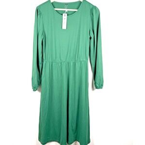 Newshows Green Long Sleeve Stretch Waist Green Dress Womens‎ M Base Capsule  NEW